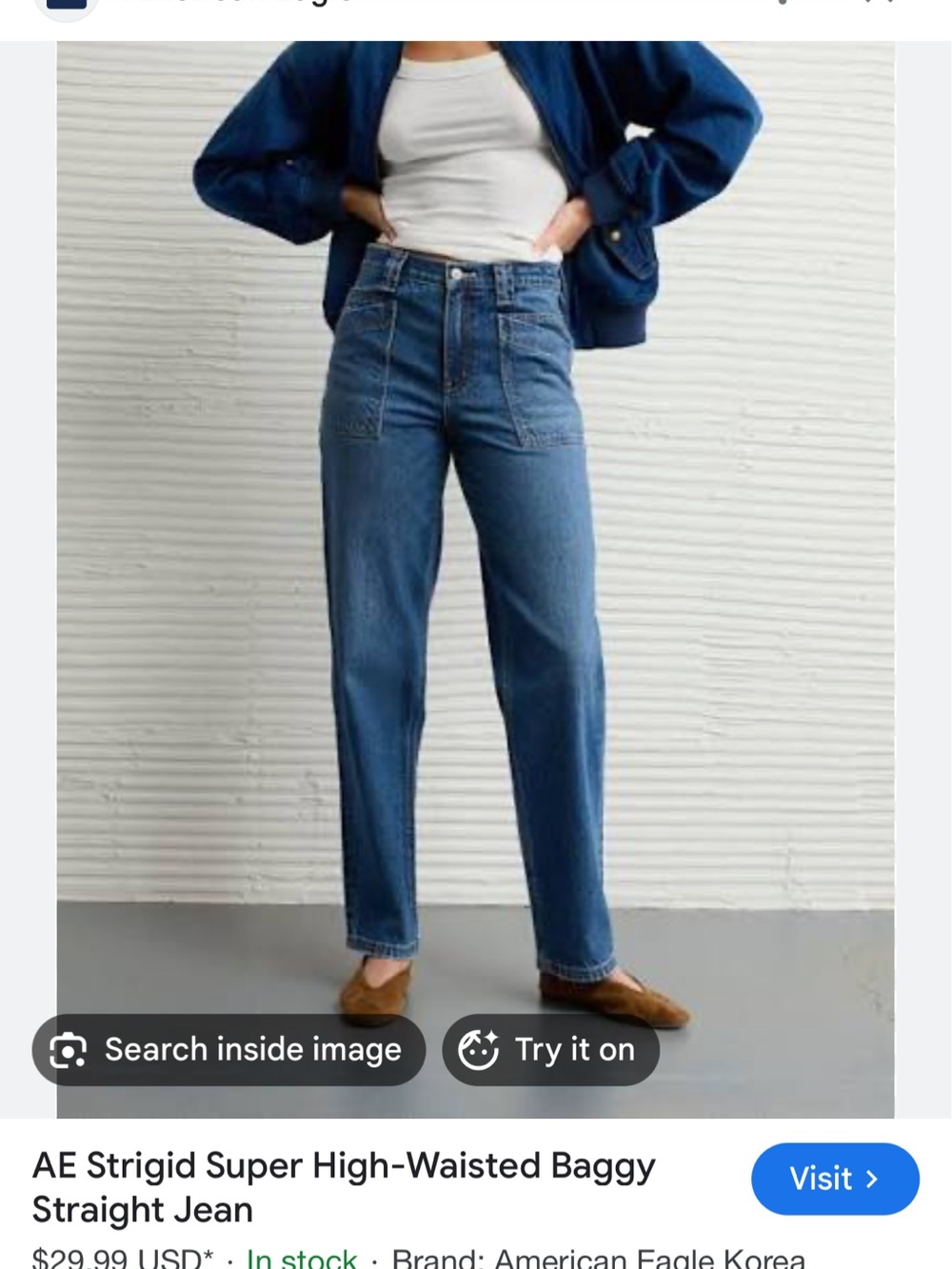 ISO American Eagle Strigid Super High-Waisted Baggy Straight Jeans SIZE 8,10,12